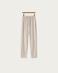 Beige Linen Trousers Hanging Front View Clean Style