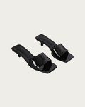 black open toe kitten heel sandals side view minimal design