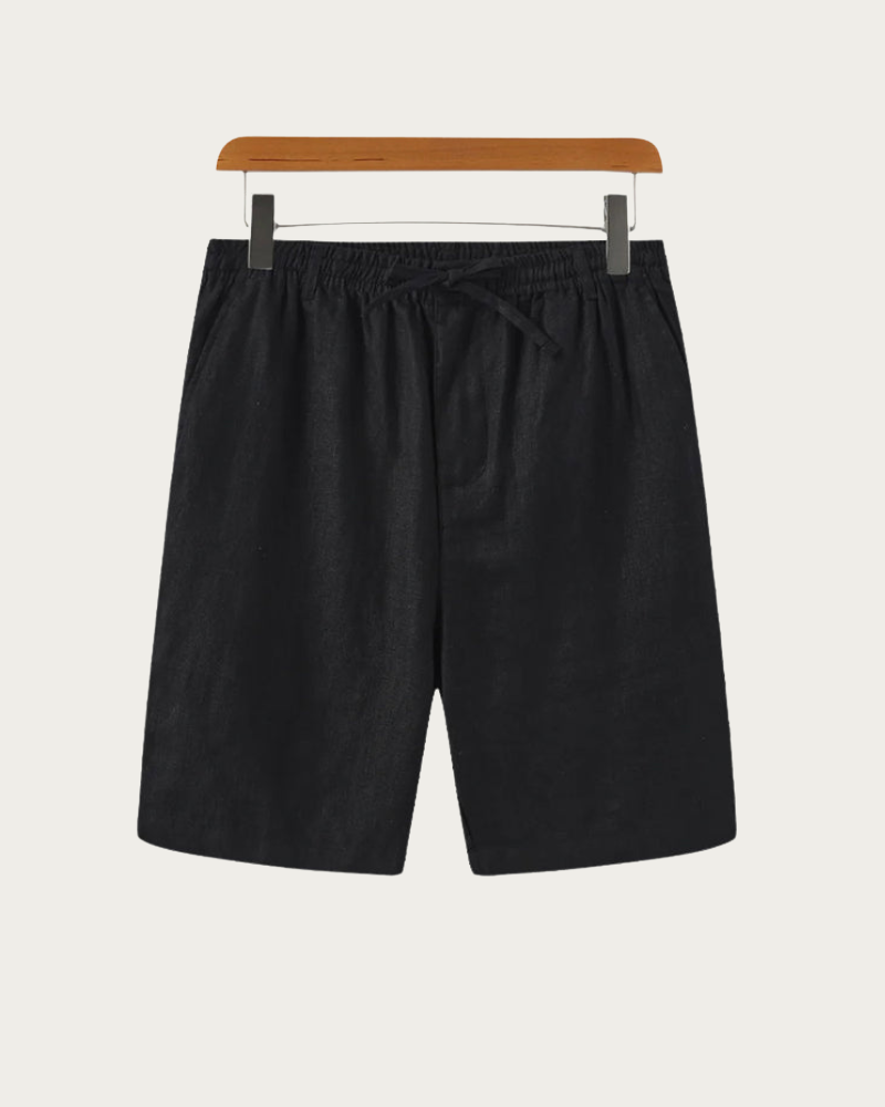 Black Linen Shorts Front View Clean Style