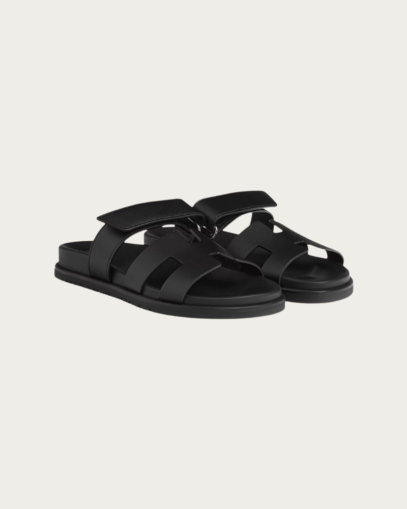 black velcro sandals side view minimal design