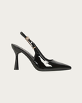 black slingback kitten heel pumps side view pointed toe