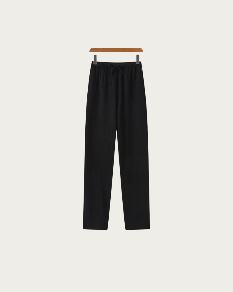 Black Linen Trousers Front View Clean Style