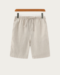 Beige Linen Shorts Front View Minimal Design