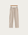 Beige Linen Trousers Flat Lay Front View Minimal Design