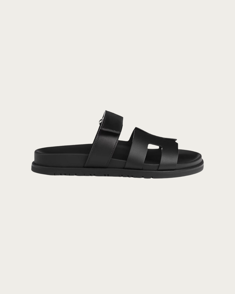 black velcro sandals front view flat sole design