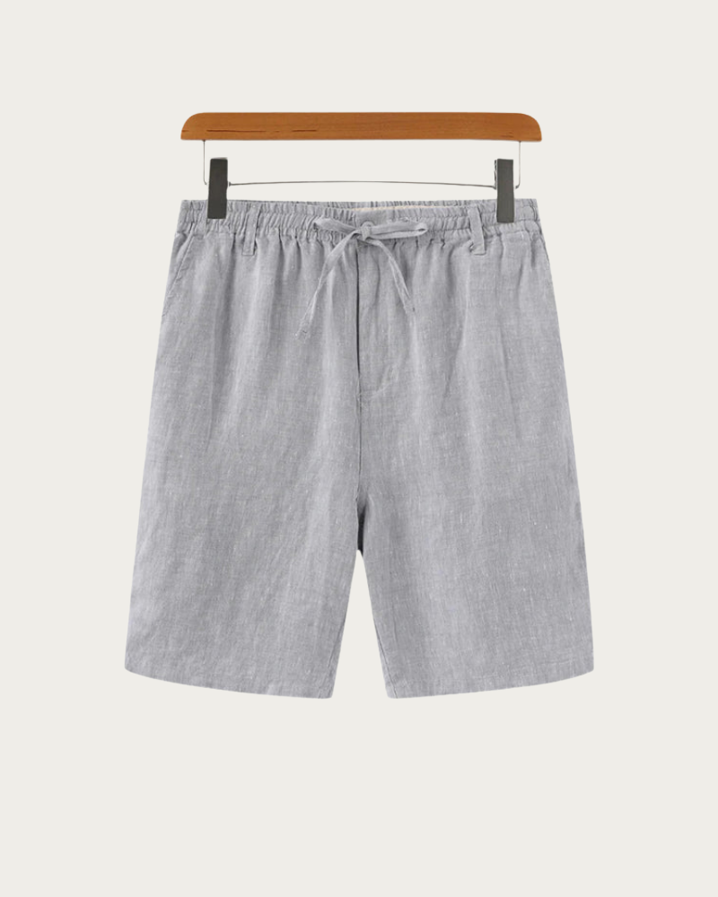 Grey Linen Shorts Front View Casual Look
