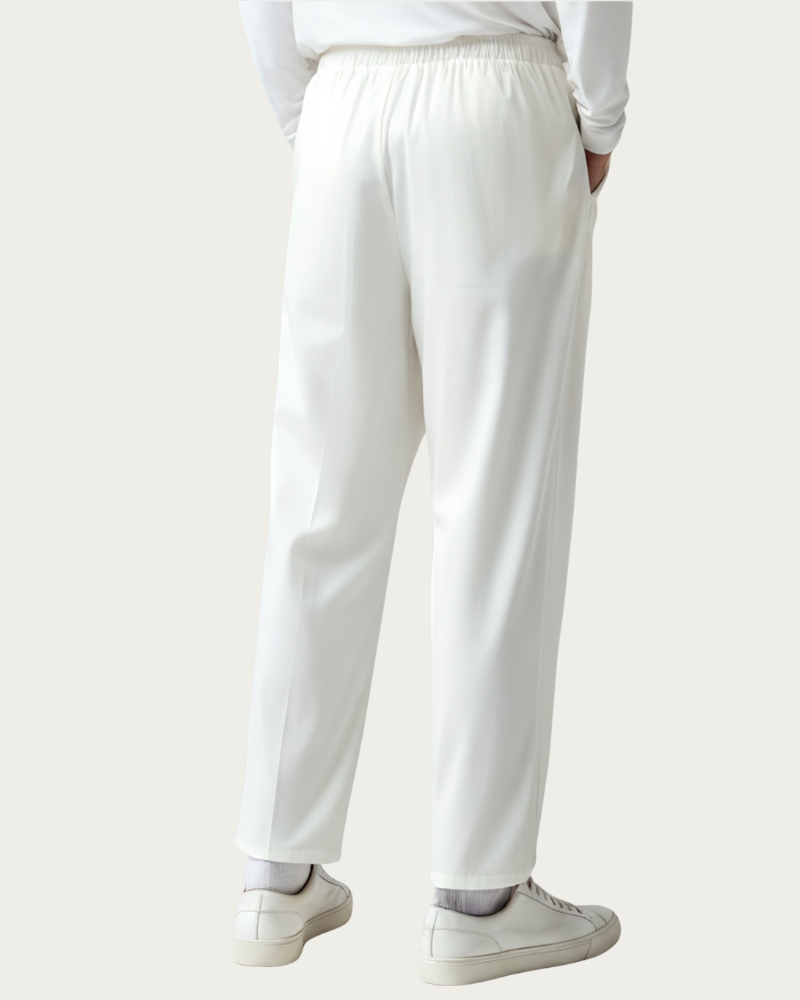 Man Wearing White Linen Trousers Casual Summer Look