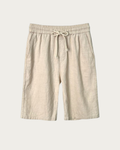 beige linen shorts men front view relaxed fit drawstring waist