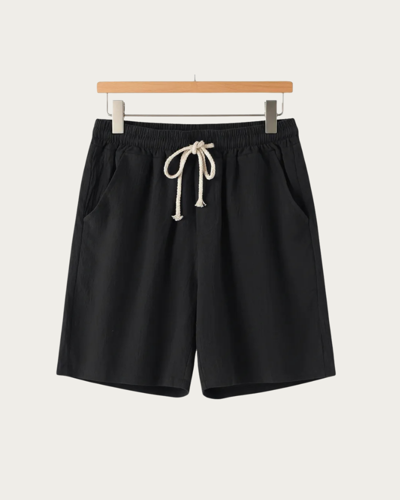 black linen shorts front view minimalist summer style