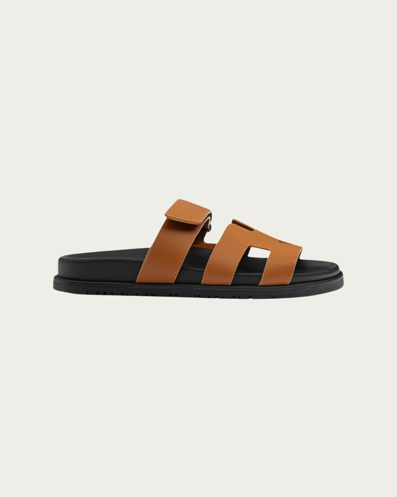brown velcro sandals front view open toe design