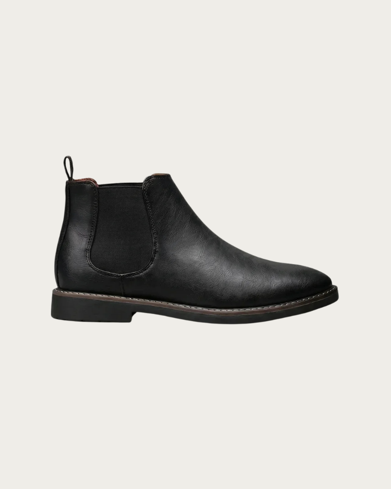 Black Leather Chelsea Boots Men Side View Minimal Style