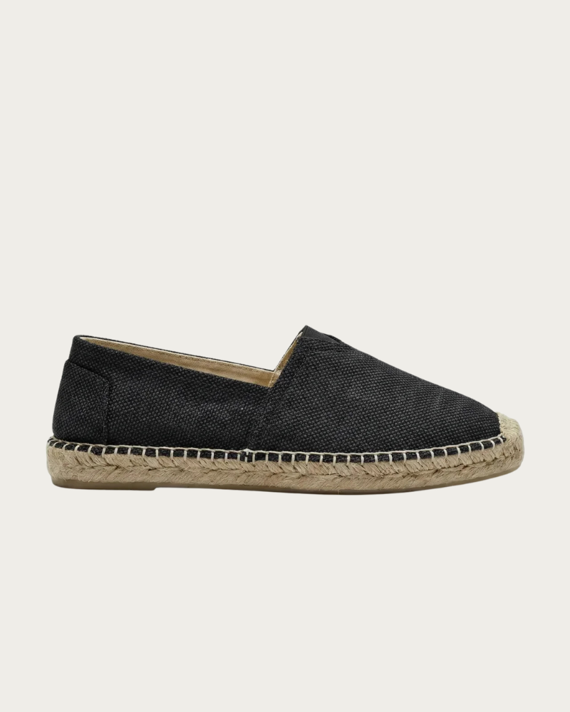 Black Slip-On Loafers Side View Minimal Design