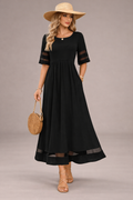 woman wearing black maxi dress relaxed fit summer outfit
